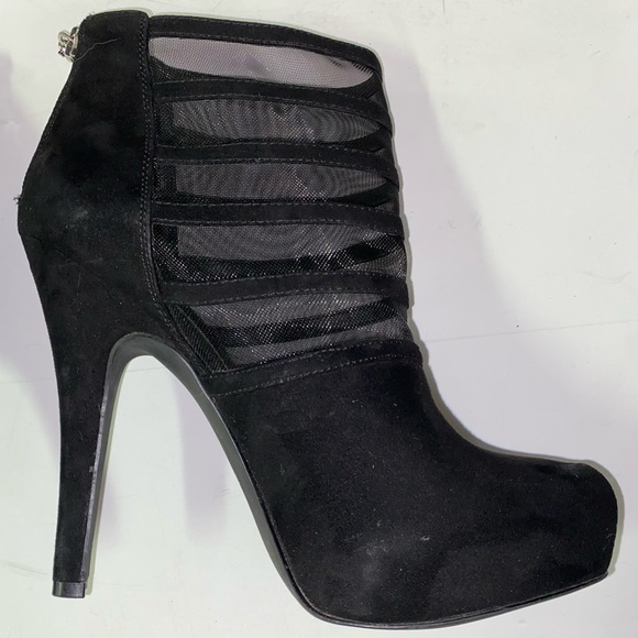 Guess Black Suede Zip-up Boot Heels Size 7 - Picture 5 of 11